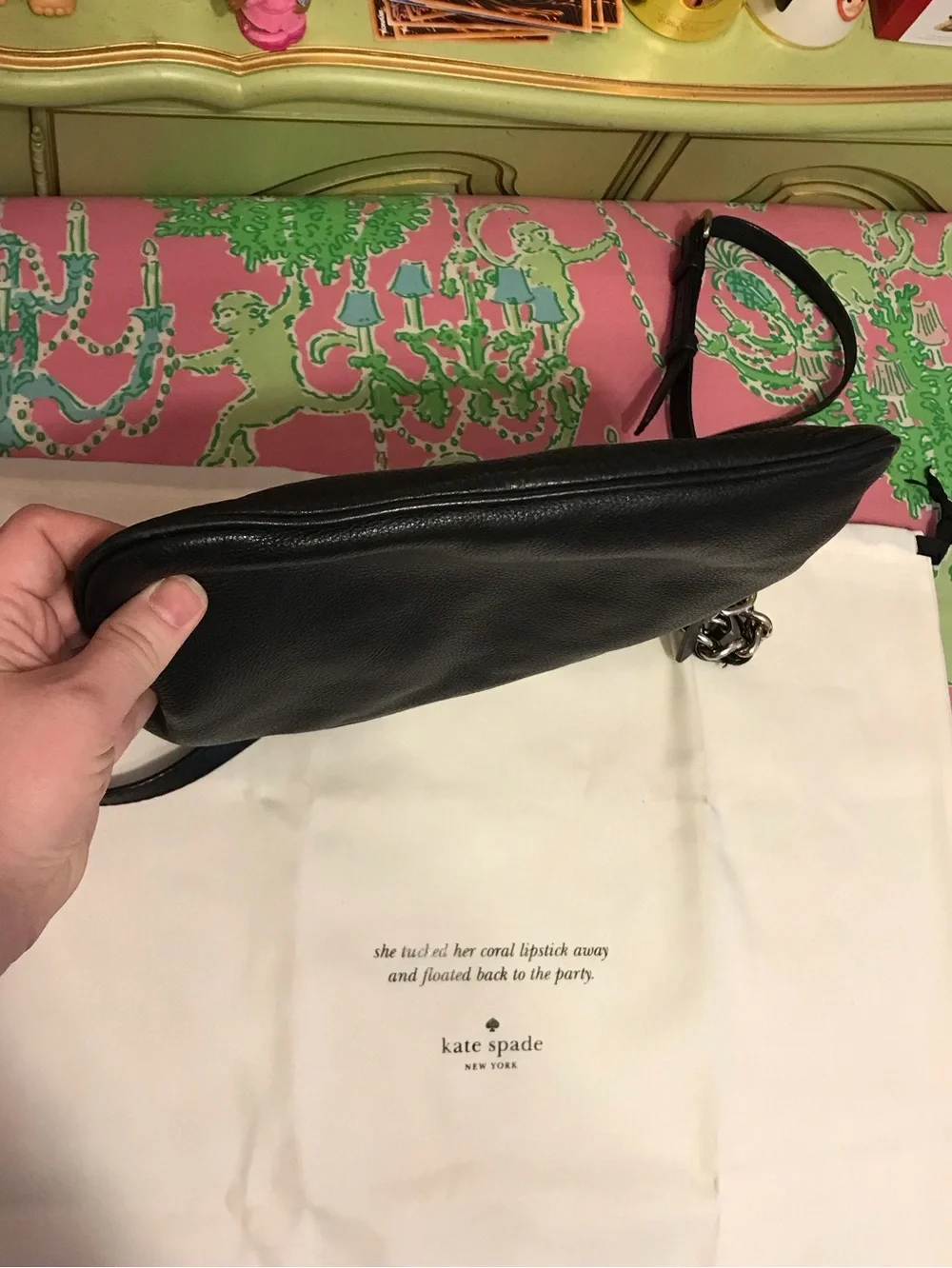 Kate Spade black and silver cobble hill Ellen crossbody purse